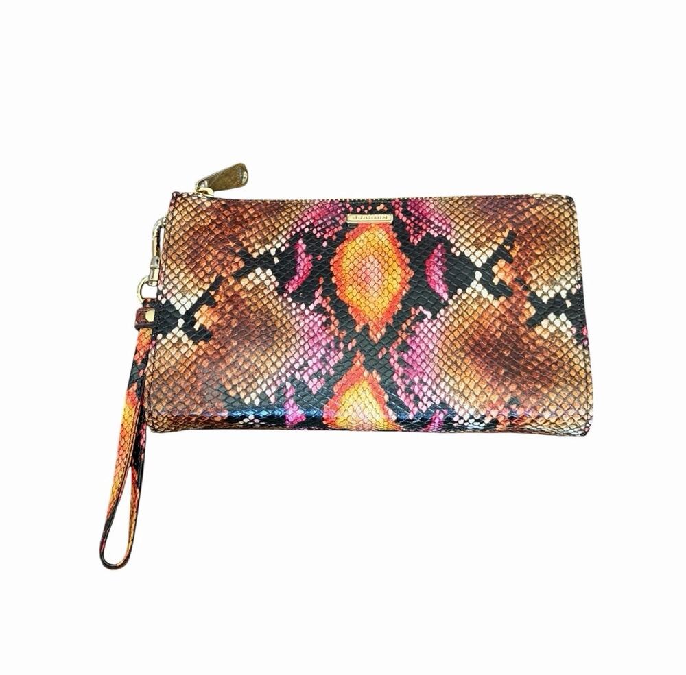 Brahmin Daisy Multi Assorted Genuine Leather Wristlet NWT Colorful Exotic Print